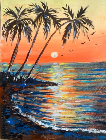 Tropical sunset by artist Anastasia Shimanskaya